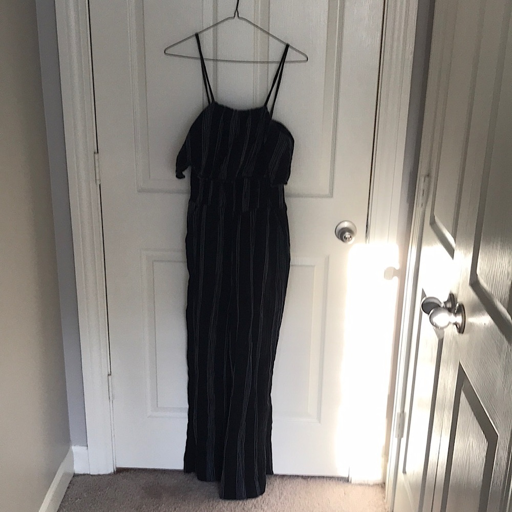 Fun black and white striped jumpsuit